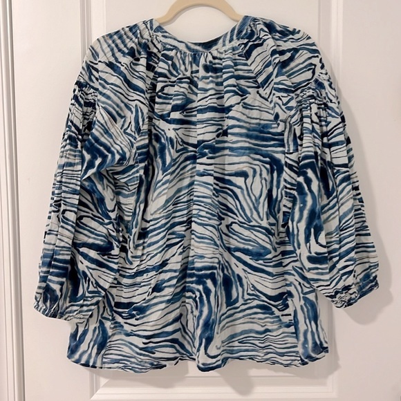 Lola Australia Twenty Shirt Animal Swirl Navy Print Cotton Coastal Resort Boho - Picture 2 of 13